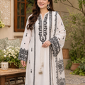 PEHNARI Ivory Noor | Luxury White Black Embroidered 3-Piece Suit